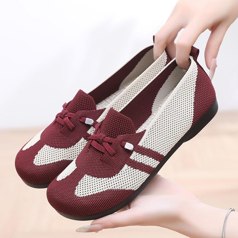 Women's Breathable Lightweight Low Heel Walking Shoes Comfort Non-Slip Daily Footwear for Elderly Moms