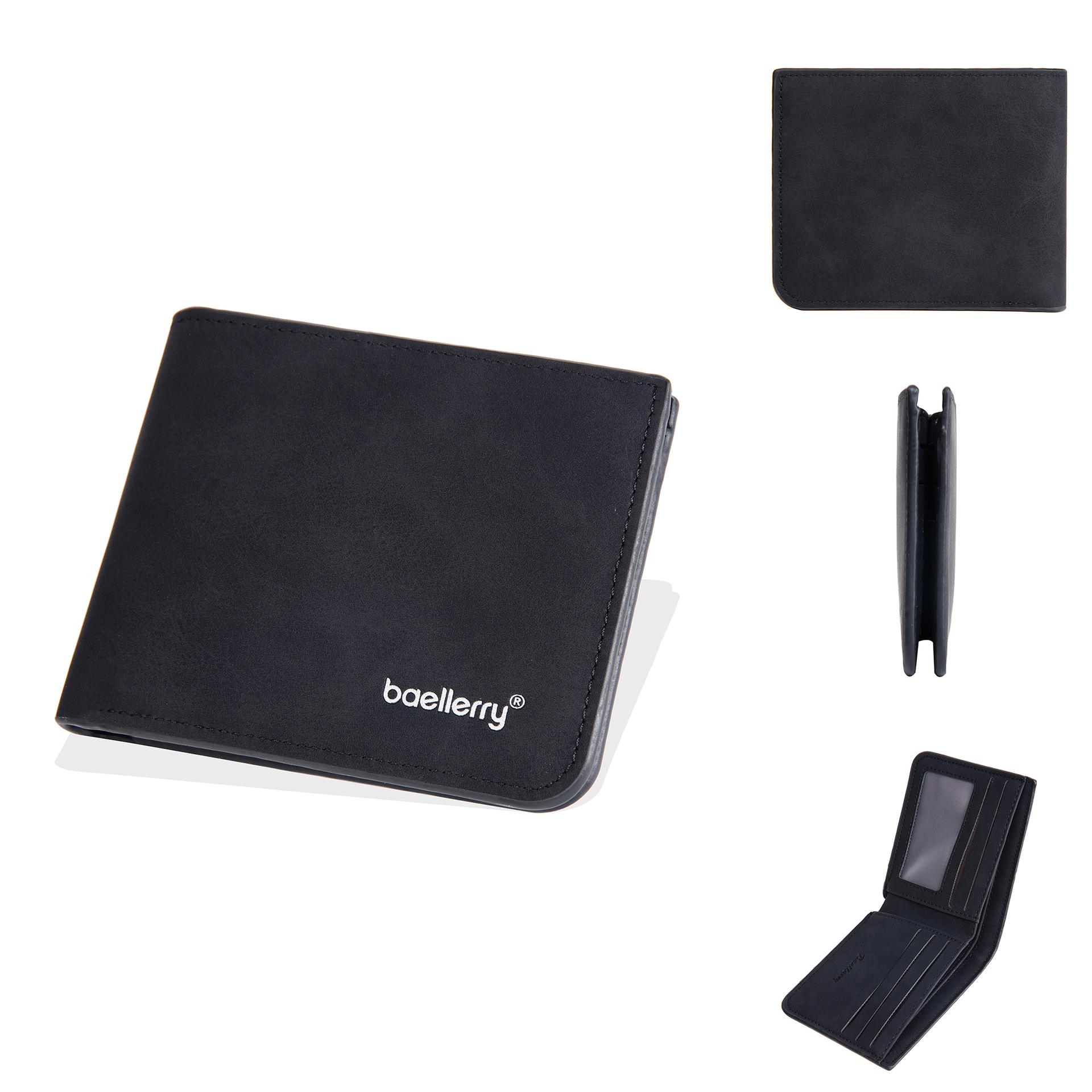 

Baellerry Men s Slim Korean Style Retro Bifold Wallet чёрный
