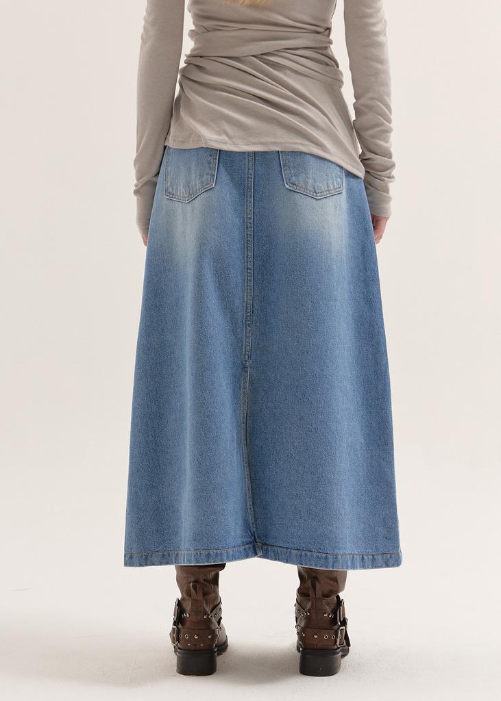 Beoteuneob Classic Washed Denim Long Skirt