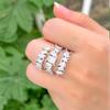 CMM Jewelry Brilliant Clear Multiple Zirkonia Silber Farbe Geometrisch Cocktail Party Verstellbarer Ring für Frauen