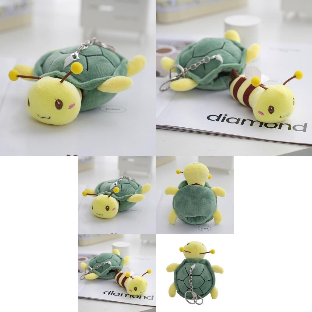 Adorable Plush Turtle Bee Keychain Soft Crystal Velvet Stuffed Animal