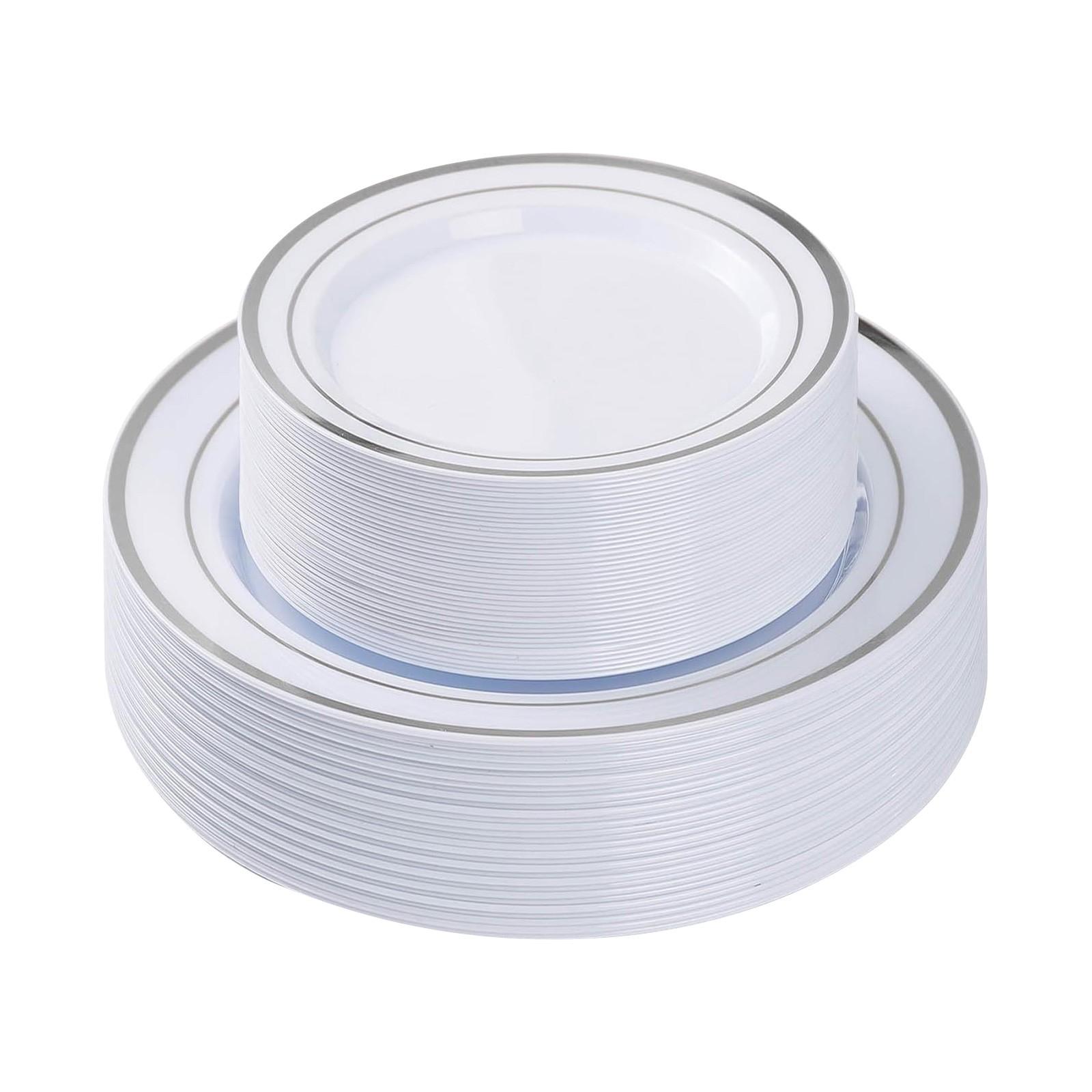 

Одноразовая посуда Красивая пластиковая тарелка Одноразовая обеденная тарелка и набор обеденных тарелок Узор с отделкой One Size