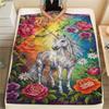 1PC Rainbow Unicorn Art Print FlAannel Blanket, High quality Comfortable for All Seasons, Home Decor, Warmth and Comfort