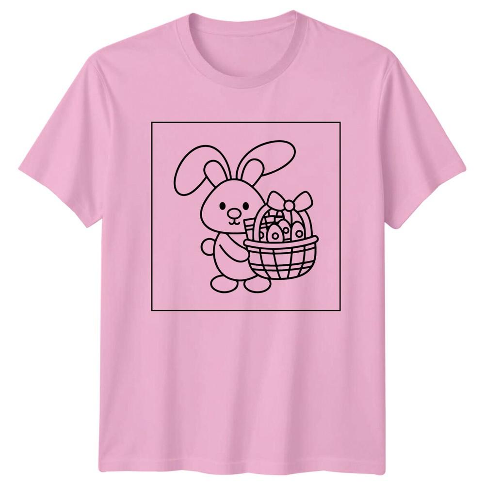 Easter Bunny Basket Holiday Unisexs TShirt Ladies Tee Graphic Top Unisex
