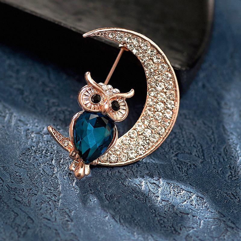 Koreansk Söt Uggla Strass Brosch - Tecknad Djur Anti-Exponerings Nål för Kostym.