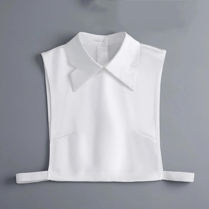 New Women White Lace Fake Collar Vintage Shirt Detachable Collar Front Tie Men Lapel Blouse Top Sweater Cotton False Collars