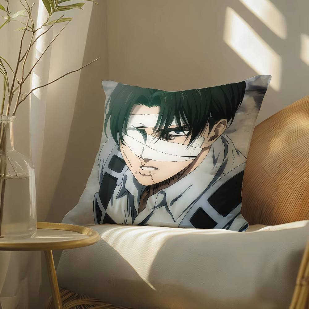 Anime Levi Ackerman Attack On Titan-T Pillow Case Silky Elegant Comfort Sofa Bed  Invisible Zipper Beach Pillowcase