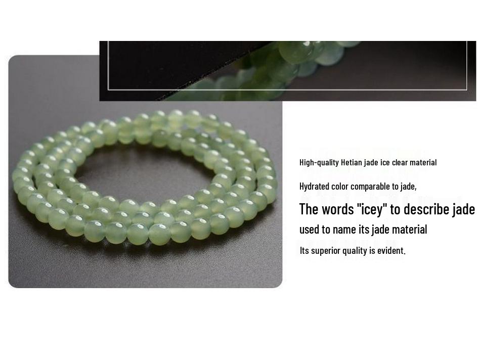 Natural Sunny Hetian Jade Women's Multi-Turn Bracelet with High Ice Green and Ice Base Beads