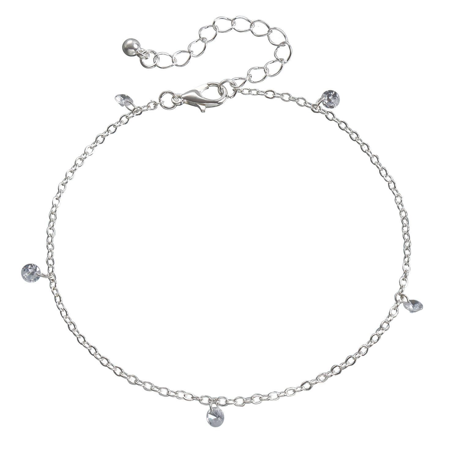 

Accessories, metal chain beach anklets, bohemian fashion rhinestone feet срібний