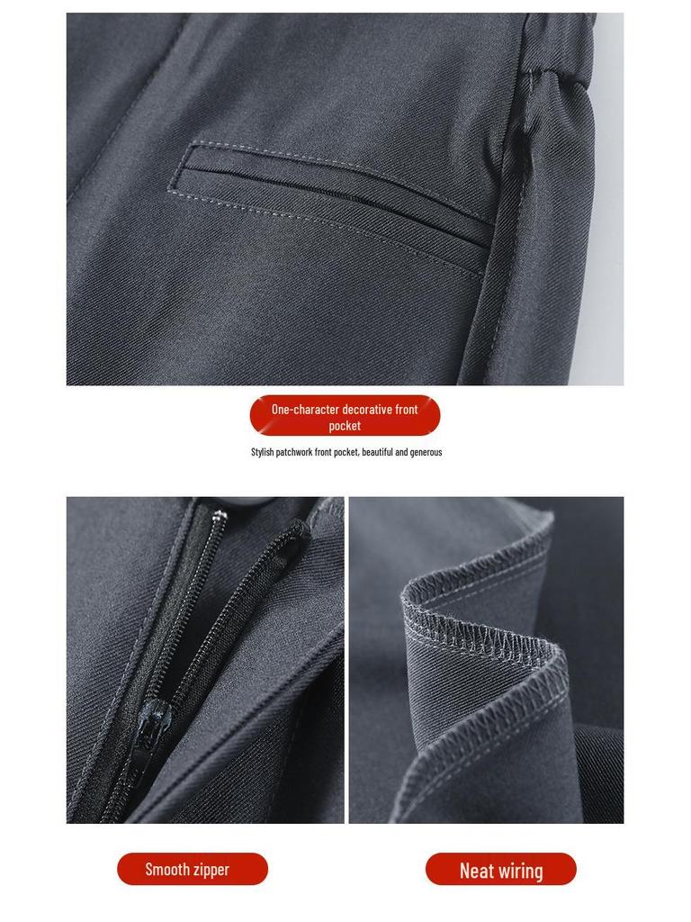 2026 Spring Women's Deep Gray High-Waisted Wide-Leg Drape Pants: Slimming, Versatile, Floor-Length Casual Style