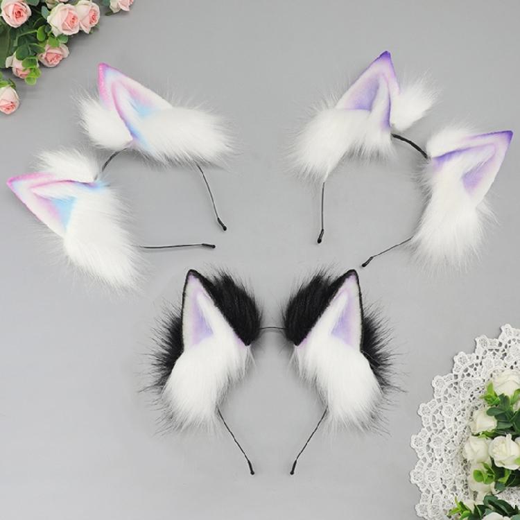 Gradients Color Plush Cats Ear Hairband Comfortable Adjustable For Anime Cosplays Halloween Costume Event Daily Style