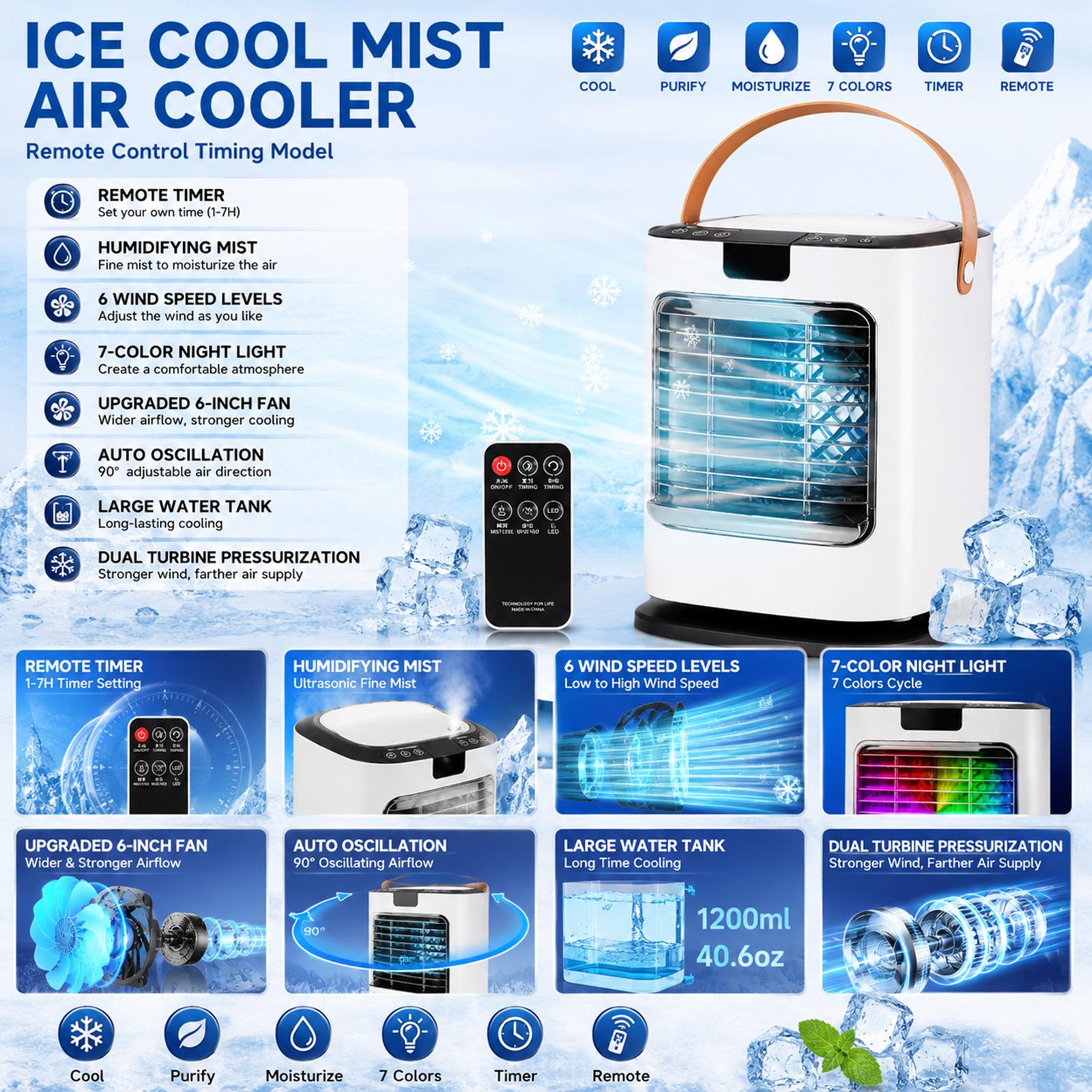 USB Desktop Fan with Humidifier, Timer and Oscillation – Plug-in Fan for Desk One Size