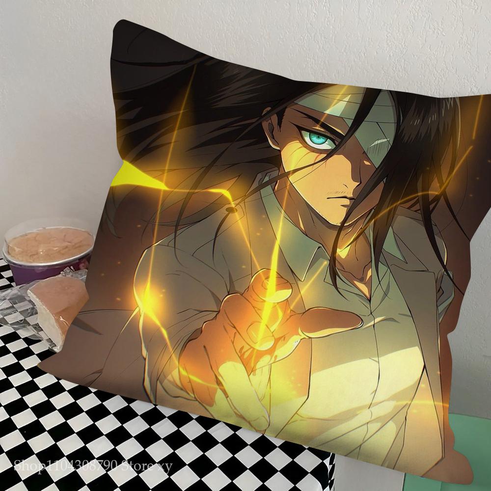 

Атака Титанов Эрен Йегер Аниме Наволочка Квадратная Подушка Спальня Диван Досуг Комфортная Подушка Авто Гостиная Домашнее Украшение 16x16Inch