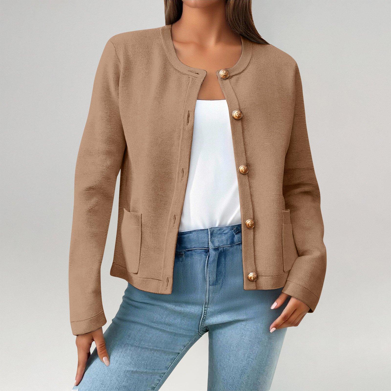 

Women s Cardigan Sweater Clothing Fashion Cropped Jacket Trendy Casual Long Sleeve Top L бежевий