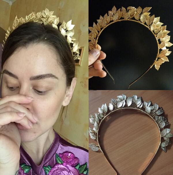 Лист Волосы Серебро Золото Металл Тиары Короны Ободки Свадебные Украшения для Волос Новые золотой