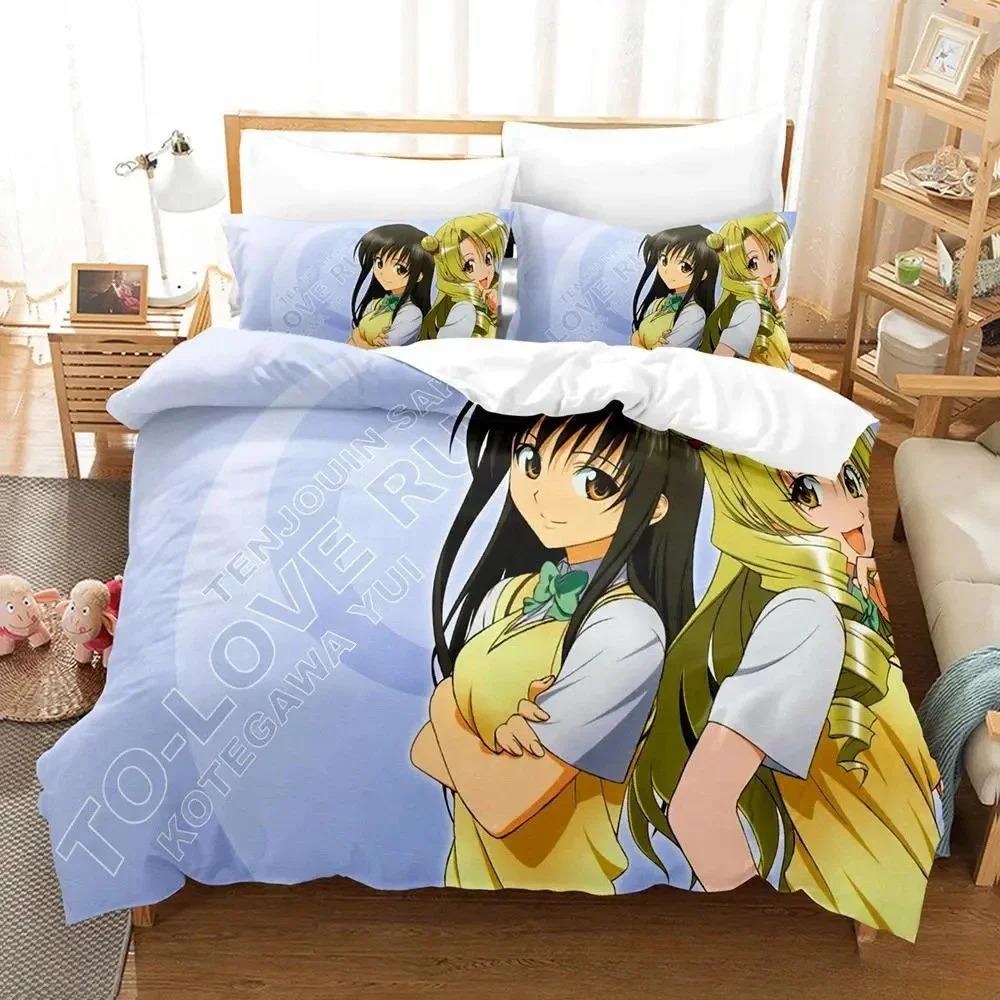 New To Love Ru Bedding Set Cartoon Anime  two&three-piece set Adult Kid Bedroom Duvet cover Sets 3D Print Kawaii Anime Girls