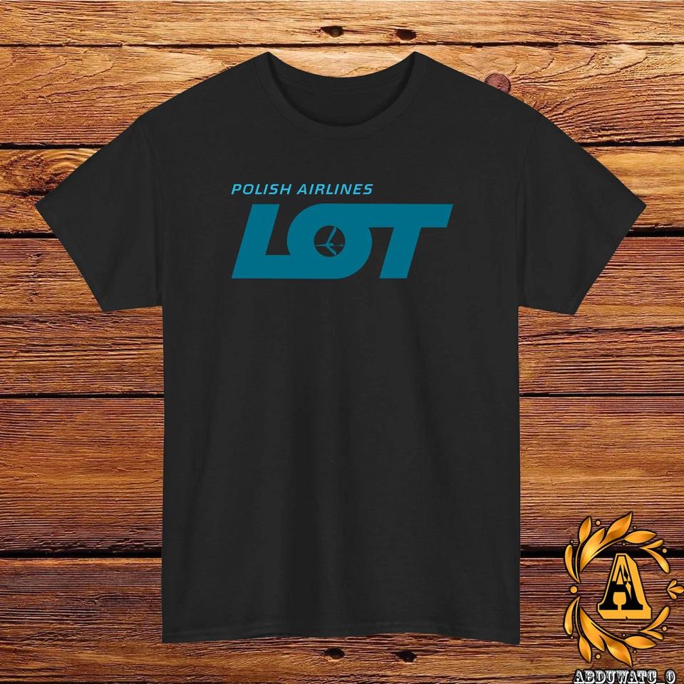 LOT Polish Airlines Logo T-Shirt a Black/Grey/White/Navy/Red/Light Blue S-5XL 2XL