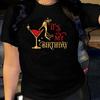 Wine Glass Pattern Casual and Comfortable Pure Cotton Printed Women's Round Neck Short Sleeved T-shirt