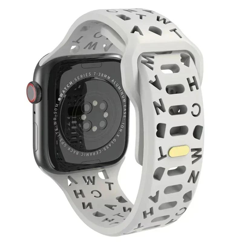 Silicone Sport Band For Apple Watch ultra Band 49mm 40mm 41mm 42mm 49mm 44mm 45mm Rubber correa Strap iwatch series 11 10 9 8 7 Ultra 3 2 1
