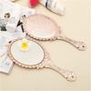 Antiek Vintage Bloemig Ovaal Spiegel Draagbaar Dames Hand-held Reis Glas Make-up Tool Decoratieve Objecten