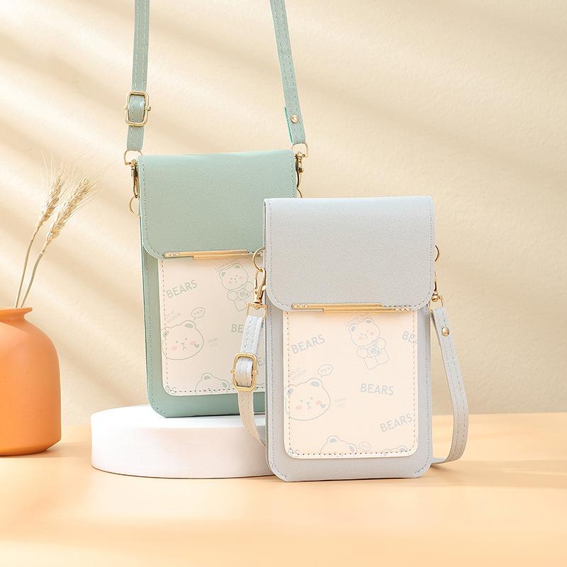 Touch Screen Mobile Phone Bag, Women'S Floral Printed Crossbody Bag, Fashionable Flip Bag