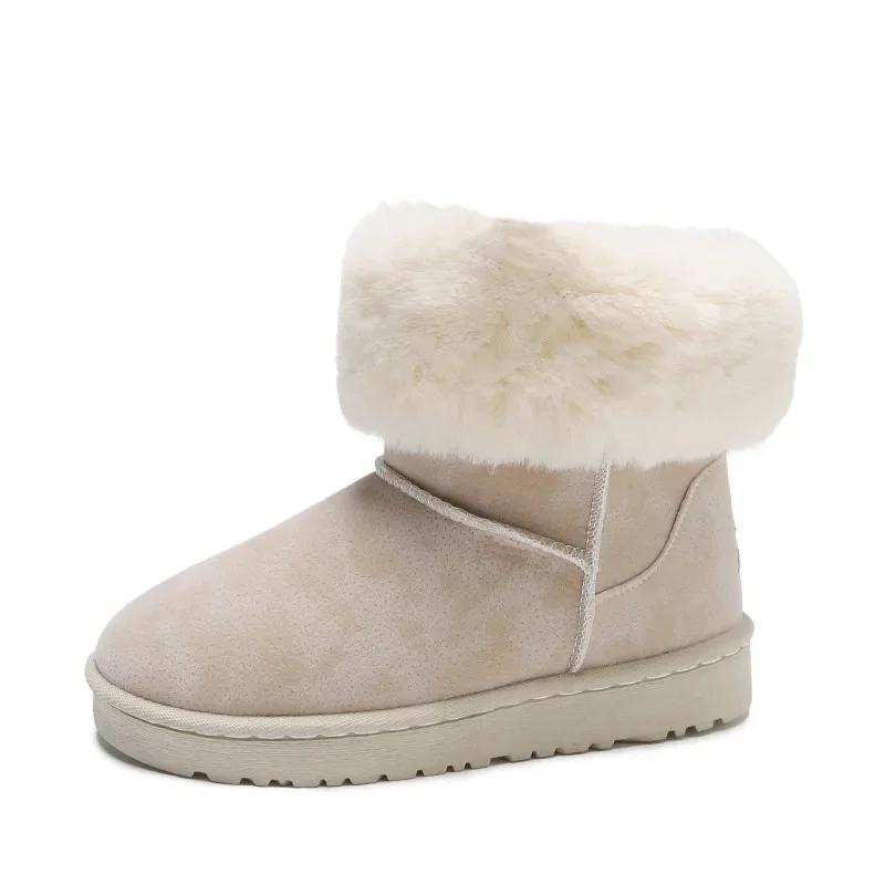 Fashion Women's Snow Boots Elegant With Low Heels Round Toe Plus Warm Shoes for Woman Chic Demi-season Gyaru on Offer Pu No Slipery Y2k