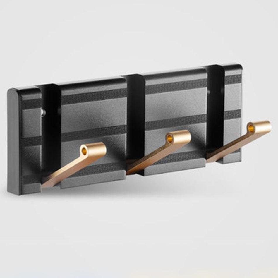 Invisible Folding Wall Hook Black Sliver Gold Aluminum Hallway Bathroom Lavatory Door Clothes Towel Storage  1 2 3 4 5 6 Hooks