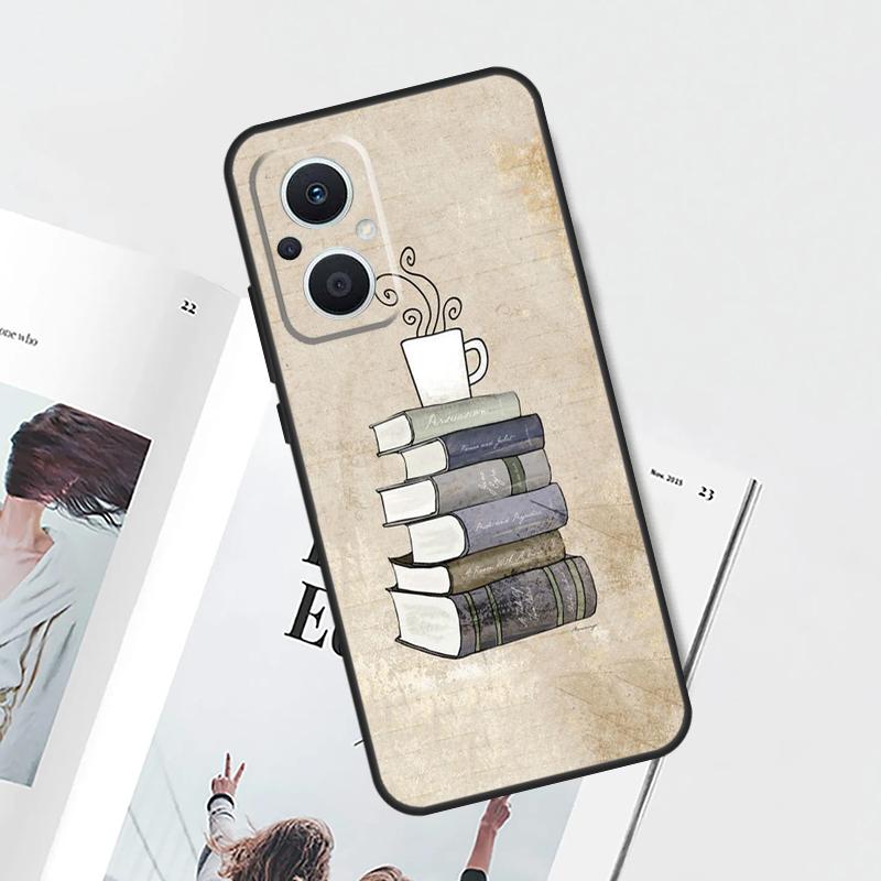 Books And Coffee Case For OPPO Find X9 X5 X6 X8 Pro OPPO Reno 12F 14F 13F 11F 10 12 13 14 Pro 7 8 Lite Cover
