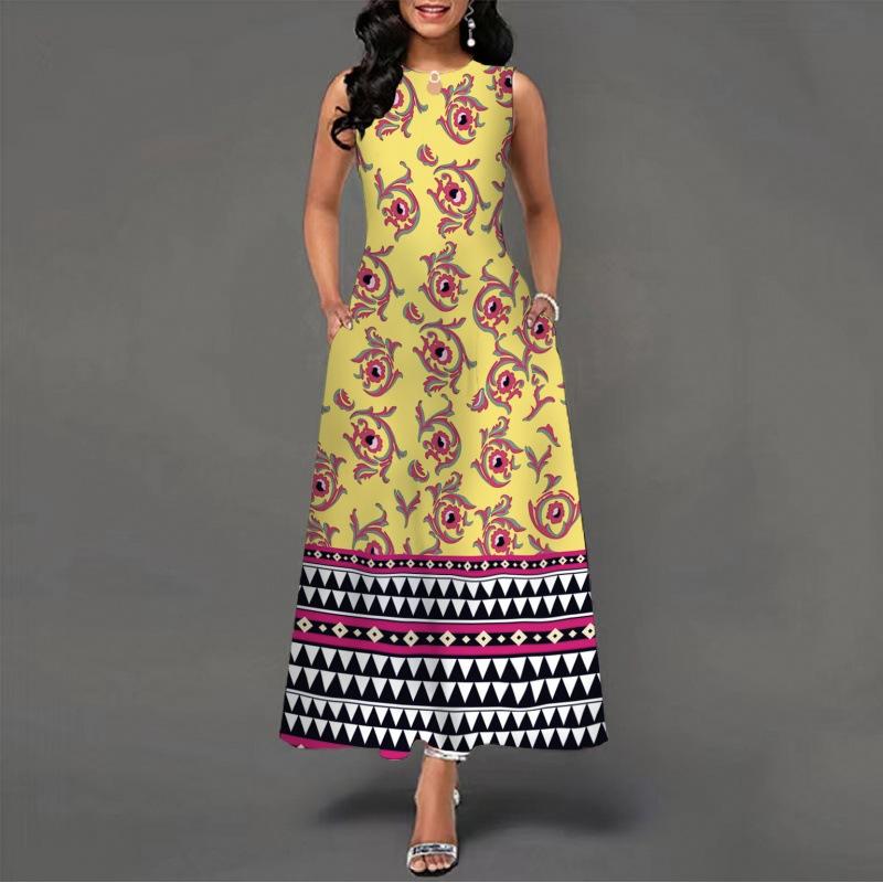 2025 New Fashion Trend Dresses Spring Summer Printed Waist Dresses Fashion Women's