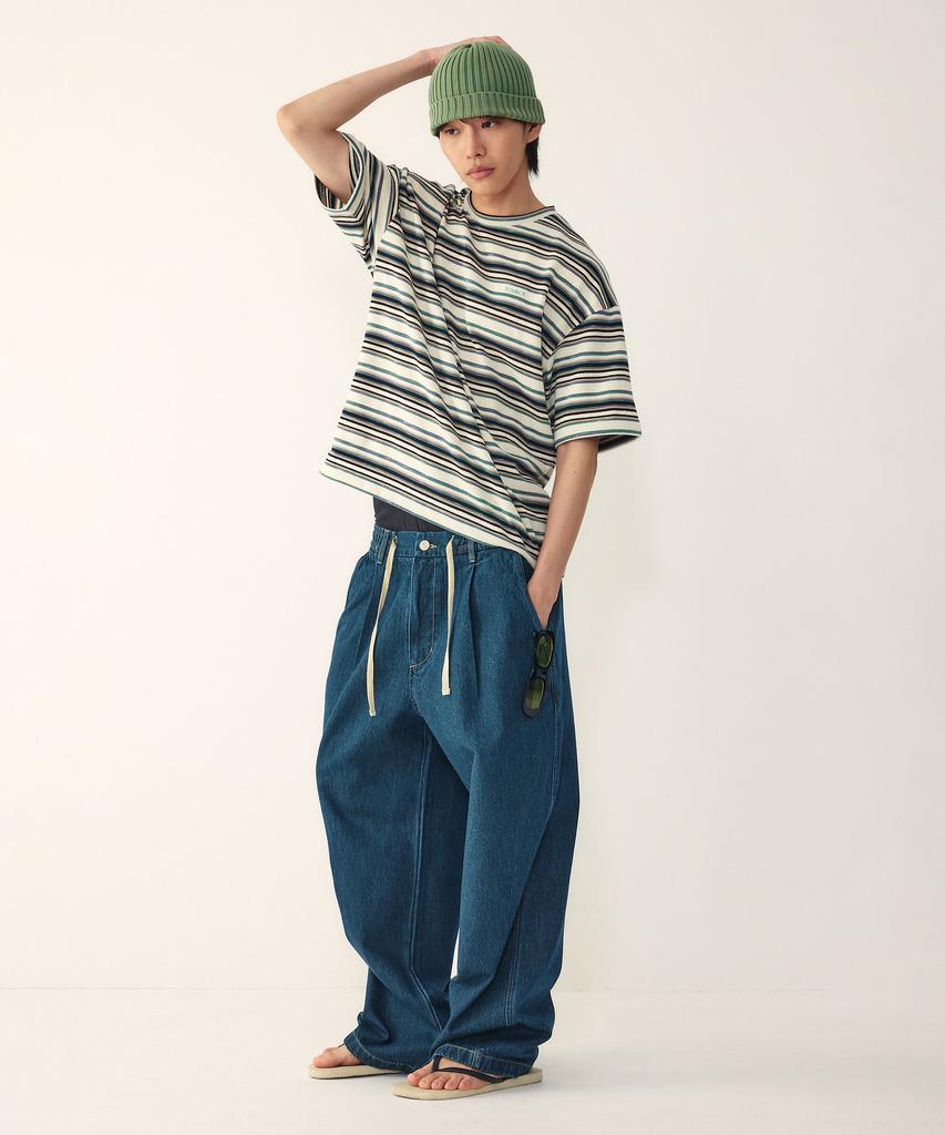 STUDIO TOMBOY [Men] Striped Crew Neck Short Sleeve T-Shirt_Black 9156222317