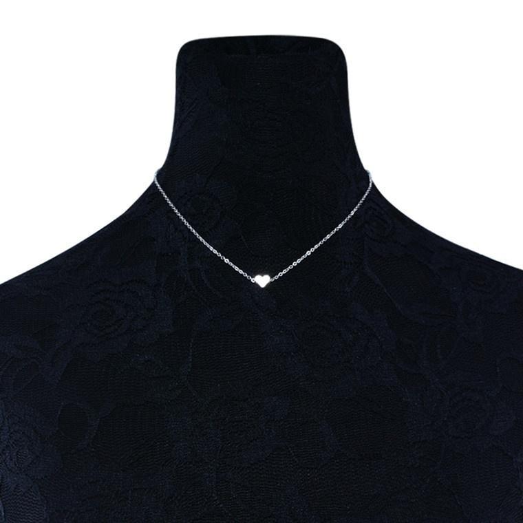 Sparkling  Silver Love Heart Shaped Gold Necklace Chains Trendy Charm Elegant Women Party Wedding