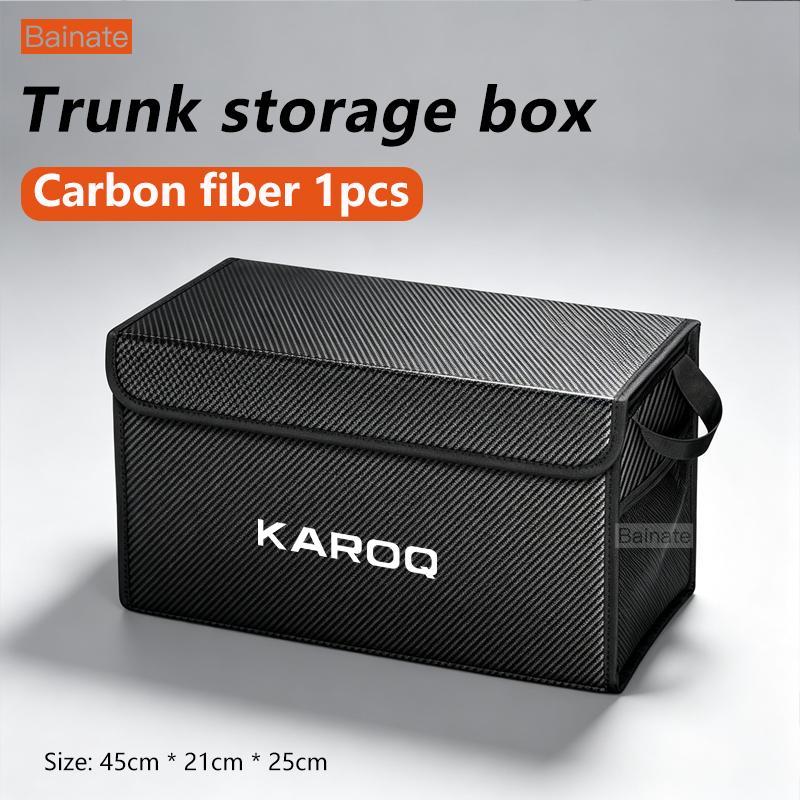 Car Trunk Storage Box, For SKODA KAROQ NU7 ND7 -2025 Portable Foldable Large-Capacity Leather Organizer Interior Accessories
