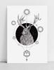 Affiche géométrique de cerf en noir et blanc