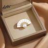Decorative Fan Accessory Faux Pearl Rhinestone Brooch, Women Girls Chinese Lapel Anti-tarnish Brooch Pin, Badge Jewelry for Clothes Bag Hat Scarf Suit