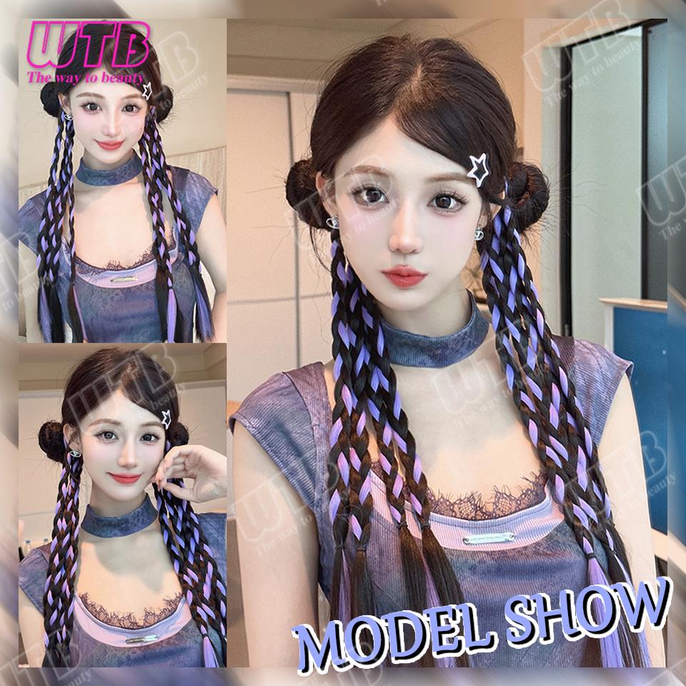 WTB Boxing Braid Synthetic Wig Elastic Band Style Highlighted Braided Ponytail Wig Suitable for Women to Wear Daily and Holidays