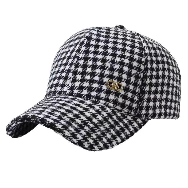 Women's Houndstooth Flat Cap - Korean Style, Outdoor Versatile, Casual Fashion, British-Inspired Autumn/Winter Hat