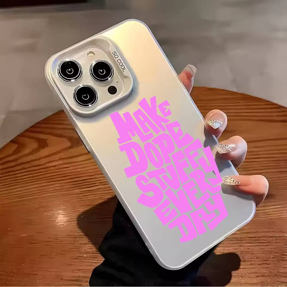Simple English letter Phone Case For iPhone 17,16,15,14,13,12,11,Pro Max,Plus Candy Silver Cover