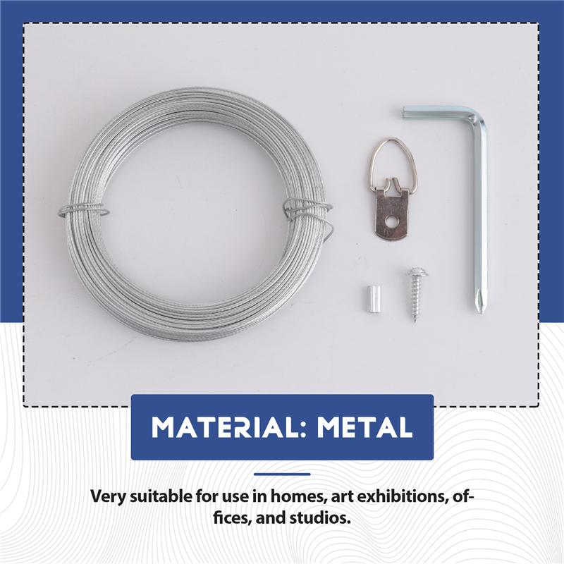

Тенденция 2025 года, Комплект из 100 шт. проволоки для подвешивания картин, 100 футов прочной проволоки для подвешивания картин, для фото, зеркал, рамок, произведений искусства серебряный