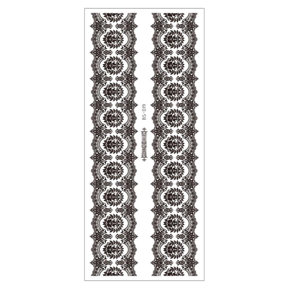 Waterproof Black Lace Thigh Garter Henna Temporary Tattoo Stickers