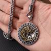 Viking Wolf Head Rune Titanium Steel Pendant Necklace Stainless Steel Men's Necklace Fashion Accessories Versatile