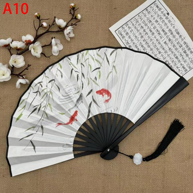 Ventilator pliabil în stil chinezesc, evantai de cârpă de dans clasic, din plastic, de epocă, cu imprimare cu dragon, evantai de mână, recuzită foto, cosplay