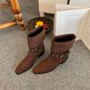 Coarse heel French square head western cowboy short boots women's boots autumn new models
