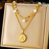 Women's Cross Border European American Stacked Retro Double Layer Chain Diamond Inlaid Dripping Oil Cherry Fruit Heart Necklace