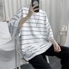 Summer Oversized T-Shirt Men Funny Harajuku T-shirt Streetwear Femme Striped Hip Hop Loose Half Sleeve T-Shirts Male
