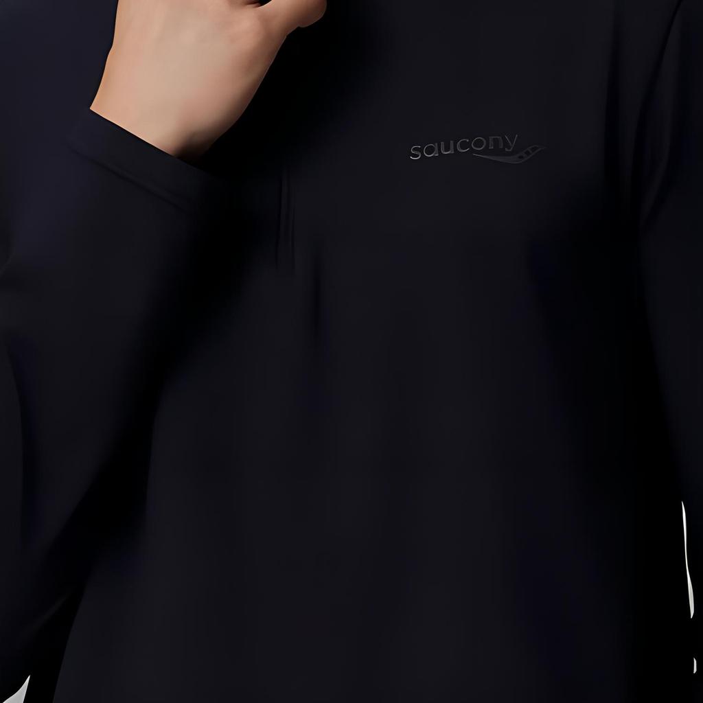 Saucony Stand Collar Long Sleeve Solid T-Shirt Men Tops Black SC2240129B-BK01