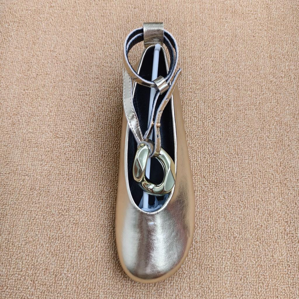 Women's Flat Ballet Shoes New Metal Buckle Large Mary Jane Single Shoes