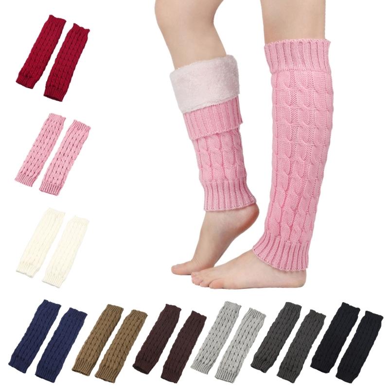 Gestrickter Beinwärmer Damen Balletcore Langer Beinwärmer mit flauschigem Innenfutter für Mädchen Balletcore Strümpfe Handgelenkwärmer Handschuhe