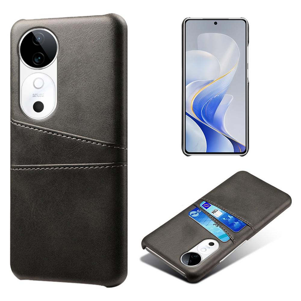 For vivo S19 5G Case Dual Card Slots PU Leather+Hard PC Phone Cover