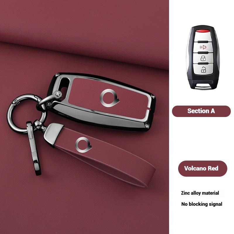 Zinc Alloy Genuine Leather Auto Key Fob Cover Case Fit For Great Wall Ower GWM P Series Pickup Great Wall Poer Truck Key Ring Accessori