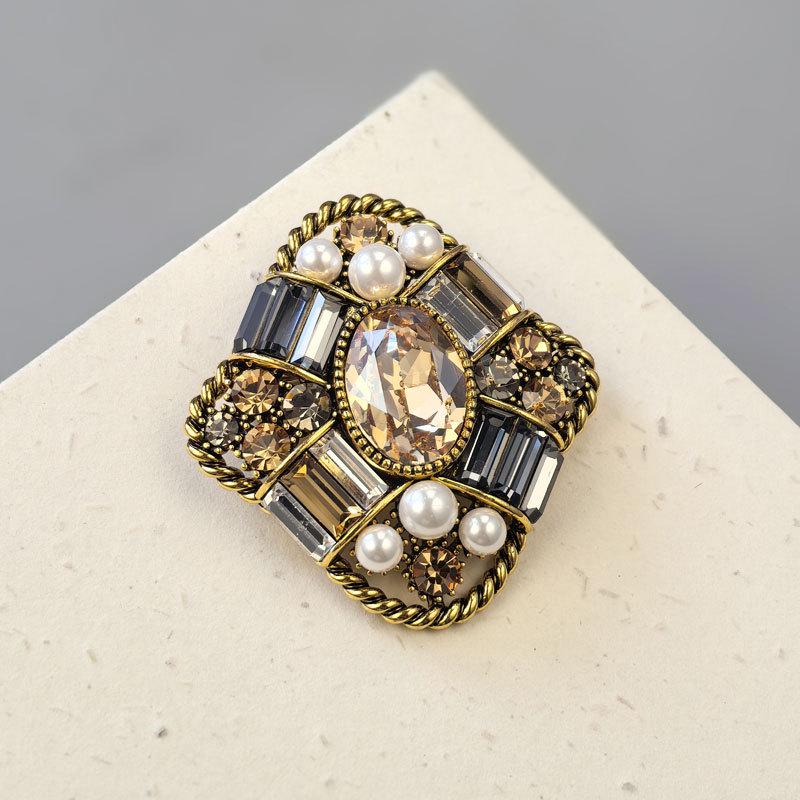 

Элегантная ретро-барочная хрустальная геометрическая брошь для пиджака